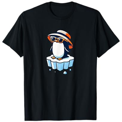 Cooler Pinguin auf Eis mit Hut und Schatten T-Shirt