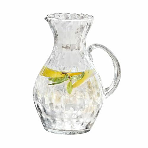 Loberon Karaffe Bourgavin, Strukturglas in Wellen-Optik, 1,6 Liter Füllvolumen, Elegant Geschwungene Form, Tischaccessoires, Krug, Glas, klar