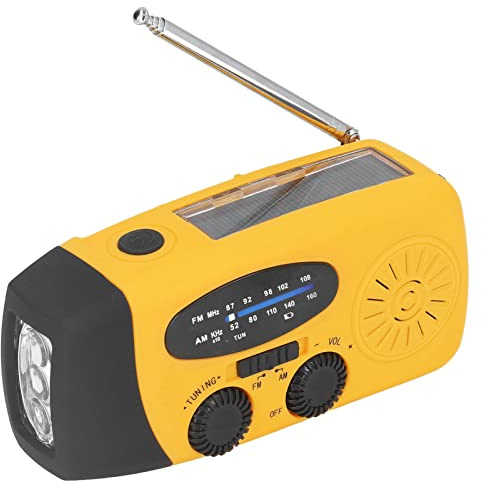 Yanmis Solarhand -Kurbel Radio, Notfallradio FM/AM/WB (NOAA), mit Taschenlampen -LED -Licht, 360 ° Rotatable 5 Abschnitt Lange Antenne, Lautsprecher, 1200mah (Europäisches Modell)