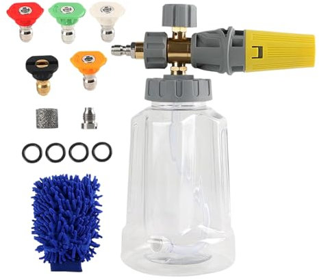 Duroecsain Cannone Schiumogeno Per Lavatrice A Pressione - Spruzzatore Di Schiuma Per Auto Con Serbatoio Sapone Da Un Litro E Attacco Da Sei Millimetri | Bottiglia Sapone Da Un Litro Ugello Regolabile