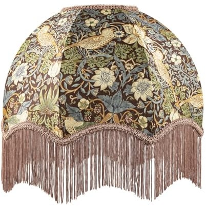 Victorian Designed Vintage Lamp Shade with Green and Blue Floral Decor | 36cm x 19cm | Birds and Strawberry Features by Happy Homewares