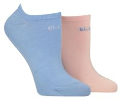 ELLE Ladies No Show Socks -Plain Patterned and Striped Soft Breathable Bamboo Material in a Multipack of 2 Size 4-8 (UK, Numeric, 4, 8, Regular, Regular, Parisian Rose Plain)