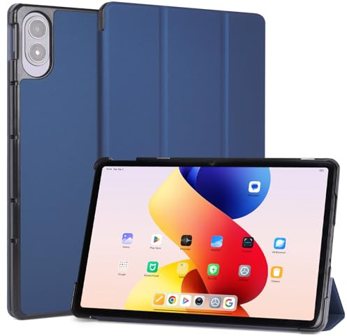RSAquar Funda para Xiaomi Redmi Pad 2 Pro 2025 y Redmi Pad Pro 12.1 | Diseño Trifold Cuero PU, Capa Rígida PC, Soporte Plegable, Función Activación y Reposo Automático, Azul Marino