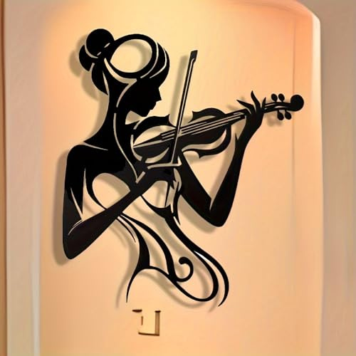 Wanddeko aus Metall Musik Violine Dekoration für Wohnzimmer Schlafzimmer Studio Zuhause drinnen und draußen 26 x 30 cm