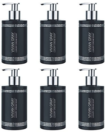 VIVIAN GRAY 3215 Crystals Seifenspender mit Creme Seife, schwarz (6er Pack)