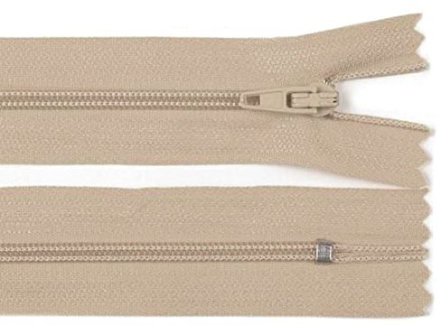 Schnoschi 10 Stück 35 cm Langer Spiralreißverschluss, Nicht teilbar, beige, 3mm Laufschiene Reißverschluss