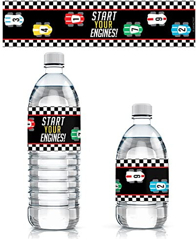 Wasserflaschen-Etiketten, Rennauto, 24 Stück