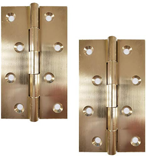 A&H™ 102mm - 4 Inch Natural Brass Antique Period Style Door Hinges - 1 Pair (2 Hinges)