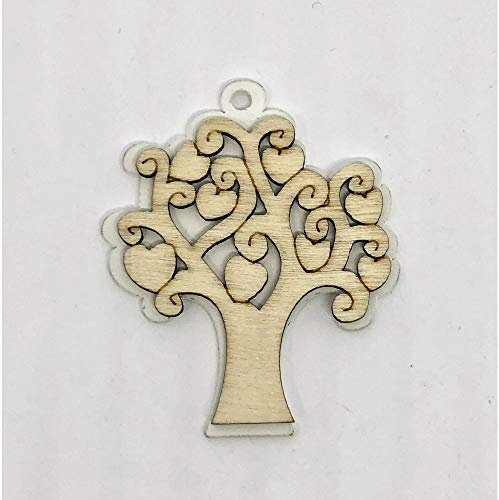Formoso Albero della Vita Legno Intagliato Idea Decorazione bomboniera 5 cm 12 pz Art CA114