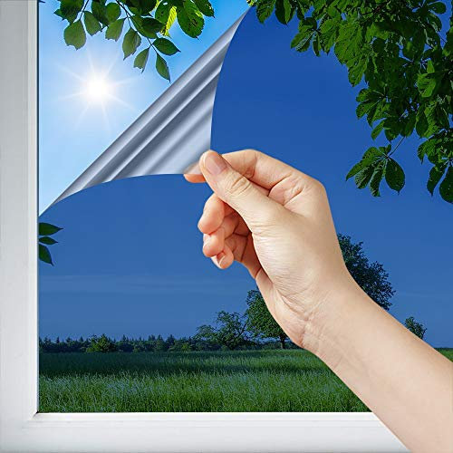 DIMEXACT Sonnen-/Wärmeschutzfolie für Fenster und Glasscheiben, Innenmontage für Flächen unter 1,2 m2, Dunkelsilber - 83% Reduzierung der Sonneneinstrahlung, Breite bis zu 1,52 m, Rolle
