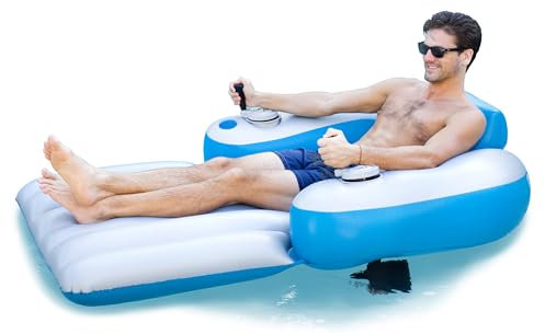 Poolcandy Splash Runner Chaise Longue Motorisée pour Piscine, Bleu, Style Deluxe, Moteurs Puissants, Design Amélioré, Sécurité Optimisée, Confortable, Détente en Piscine
