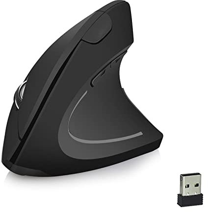 cigemay Souris Ergonomique sans Fil, Souris Optique Verticale sans Fil à Prise Confortable 2,4 GHz, évite Le Syndrome du Canal Carpien, pour Ordinateurs Portables et de Bureau