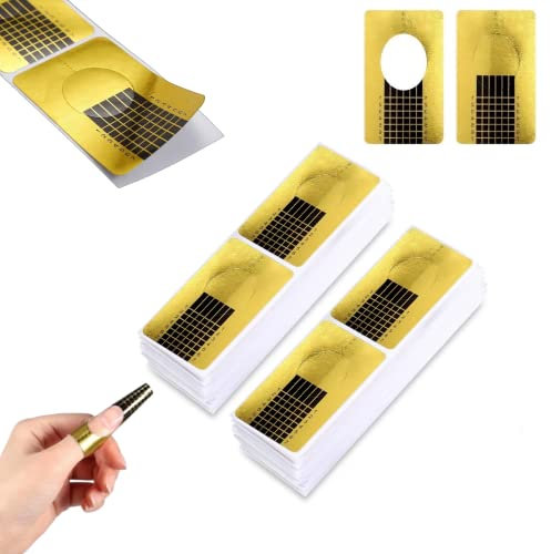 100 pièces Chablon Papier pour Gel Nails Art,Chablon Ongle,Nail Art Conseils Extension Stickers,Autocollants Modèles pour Ongle Gel Construction