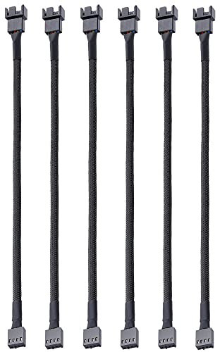 Gebildet 6pcs 4Pin PWM Extensión del Ventilador Cable de Alimentación Caja del Conector Macho a Hembra para Computadora (26cm)