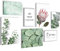 Novart Wandbilder Grüne Blätter Pflanze - KOMPLETT AUFHÄNGFERTIG - Natur Blumen Wohnzimmer Schlafzimmer - 7 Moderne Mood-Bilder - N005371a