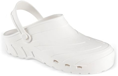 REPOSA Power - Zuecos Sanitarios Mujer y Hombre en Goma Cómodos, Ligeros y Antishock, Zapatos de Trabajo Sanitarios Anatómicos y Transpirables con Orificios Laterales - Zuecos Enfermera con Correa