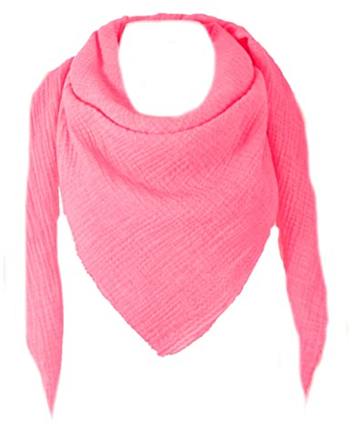 FASHION YOU WANT XXL Tuch 23 Farben Farbwahl Halstuch Musselintuch Musselin Damen Damenhalstuch Dreieckstuch Schal Herren Männer Frauen Herrenhalstuch Dreieckig leicht (einlagig)) (neon pink)