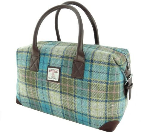 Glen Appin Esk Harris Tweed Reisetasche LB1006, Lb1006 (Farbe 122 Türkis/Kariert), Wochenendtasche