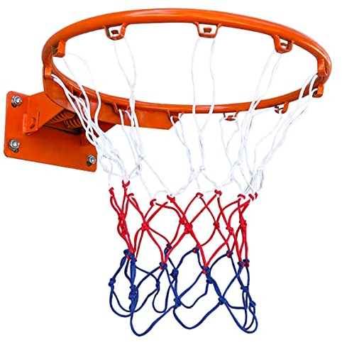 ROYUMI Basketballkorb Standard-Basketballfelge Zum Austausch, Allwetterfelge und Nylonnetz, Ø 18 Basketballtor Doppelfedern, Basketballkorb für Slam Dunk