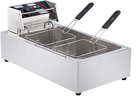 WJYCGFKJ Encimera De Acero Inoxidable 20L Freidora De Gran Capacidad Freidora Comercial Freidora Eléctrica con Cesta Y Tapa para Restaurante Cocina Casera