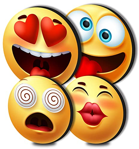 Walarky Emoji Lot de 4 cache-plaques ronds en métal pour cuisinière électrique, brûleur supérieur, protection de four à gaz, accessoires de cuisine, table de cuisson moderne, décoration de cuisine