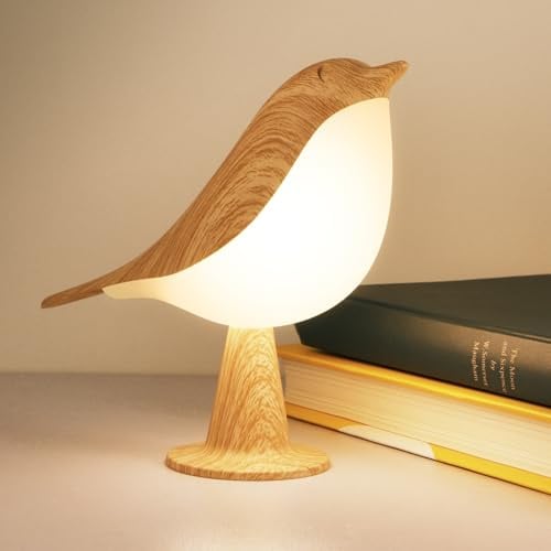 Deogos Kleine Schreibtischlampe, Vogel-Lampe, Nachttischlampen mit 3 Farbtemperatur- und Touch-Sensor, schnurlose Lampe für Kinder, Nachtlicht mit wiederaufladbarem Akku für Schlafzimmer, Nachttisch,
