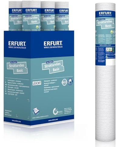 Erfurt Strukturvlies Basic 405 überstreichbare Vliestapete weiß mit Struktur 6 Rollen 10,05 x 0,53m