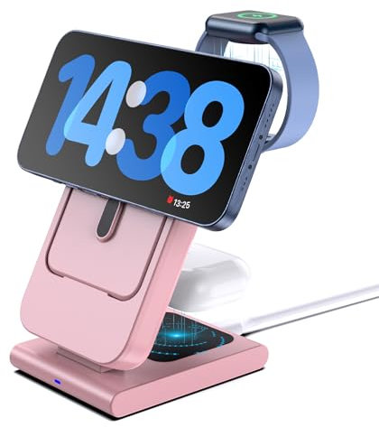 Mag safe Charger Stand,Portable Powerbank Mag-Safe Battery Pack 5000mAh Detachable, Magnetic Wireless Charger for iPhone 16 Pro Max 15 for Apple Watch Air Pod