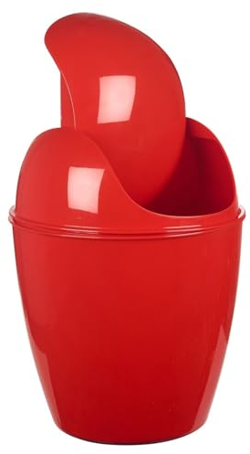 URBNLIVING Plastic Swing Top Lid Bin Rubbish Trash Can Bathroom Office Under Counter (Red, 5L)