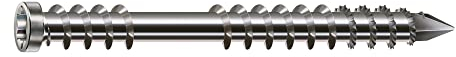 SPAX Terrassenschraube, 5 x 70 mm, 90 Stück, Fixiergewinde, Zylinderkopf, T-STAR plus T25, CUT-Spitze, Edelstahl rostfrei A2-8000000288135