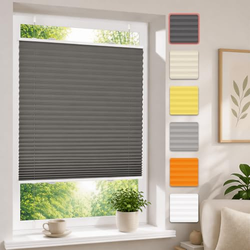 Plissee ohne Bohren Anthrazit 90x110cm Plissee Klemmfix Version Plisseerollo Sichtschutz und Sonnenschutz Blickdicht Easyfix lichtdurchlässig Rollo für Fenster & Tür