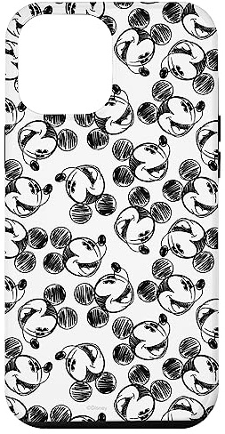 Disney Mickey Mouse Schwarz-Weiß-Skizzendruck Hülle für iPhone 12 Pro Max