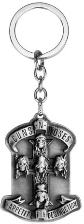 Distrigeek Guns N' Roses Schlüsselanhänger Metall Appetite for Destruction GNR für Herren Damen, silber, One size