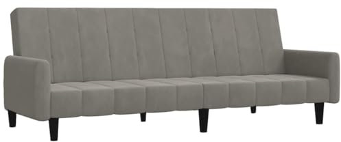 vidaXL Schlafsofa 2-Sitzer, Schlafcouch für Wohnzimmer Heimkino Büro, Gästebett mit Holzrahmen, Sofabett Tagesbett Couch Sofa Ausziehbar, Hellgrau Samt