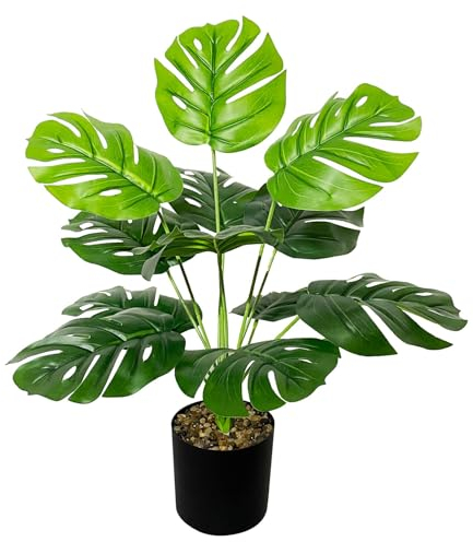 AIVORIUY Planta de Palma de Areca Artificial con Maceta Plastico Falsa Árbol Artificial Interior y Exterior Decoración Moderna para Hogar Jardín Oficina Casa Bodas (40cm Monstera Pequeña)