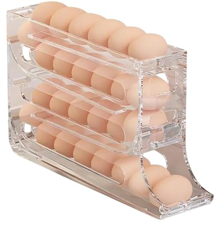 Hueveras Para Frigorifico - Soporte Para Huevos Para Nevera | Organizador Frigorifico 4 Capas | Dispensador De Huevos Para Nevera | Caja De Almacenamiento De Huevos | Dispensador Automático De Huevos