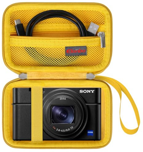 Elonbo Sac de Transport pour Appareil Photo pour l'appareil Photo numérique Compact Sony RX100 VII / RX100 VI / RX100 V / RX100 IV / RX100 III, Sac de Voyage pour Appareil Photo Sony, Jaune
