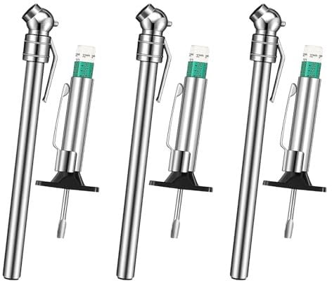 Bisienya 6 PCS Tyre Pressure Gauge Stainless Steel Tyre Safety Kit Include 3 PCS Car Tyre Pressure Gauge and 3 PCS Tyre Tread Depth Gauge Portable Tyre Pressure Gauge for Cars Motorcycles Buses