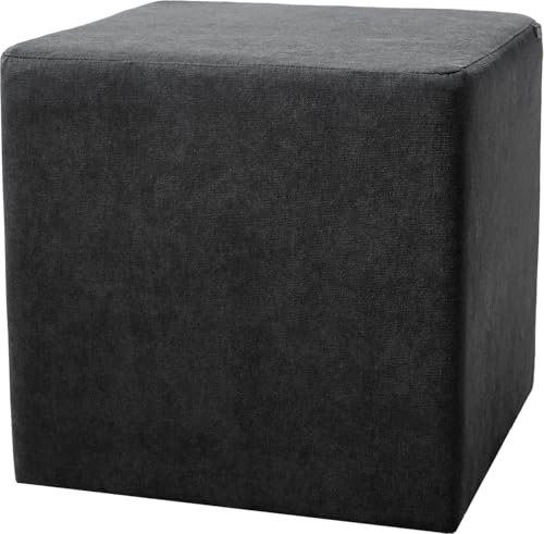 DELIFE Sitzhocker Dado Mikrofaser Schwarz 45x45 cm