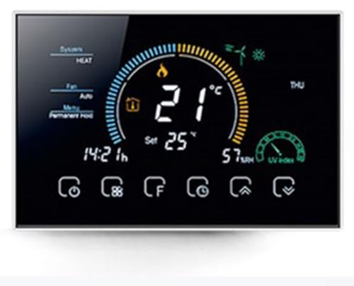 Termostato, termostato de aire acondicionado central, panel de control remoto inalámbrico, color negro