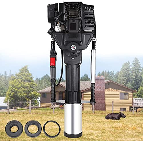 Petrol Post Driver for Wooden Posts Fence Knocker - 2-Stroke Heavy Duty 1900W Motor Pneumatic Hammer, 50/70/100 Pile Stake - Professional Fencing Tool