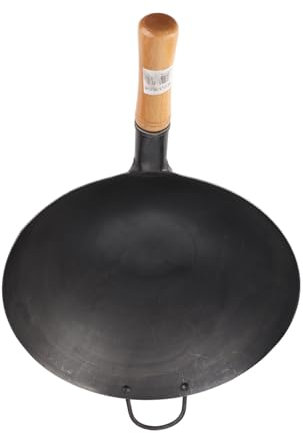 MOZUO Non Stick Iron Frying Pan Chinese Frying Pan Kitchen Hand Beaten Iron Frying Pan Single Handle Frying Pan Suitable for Electric, Induction and Gas Cookers (40cm)