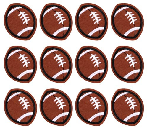 12pcs Football Iron On Patches, Gold Edge Chenille Rugby Iron On Patches American Football Patches Sports Embroidered Iron On Patch Sewing Patches for DIY Accessories Repair Hats Jeans