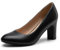 DREAM PAIRS Women's Block Heels Closed Toe High Chunky Rounded Toe Pumps Comfortable Slip On Work Shoes,Size 7.5,Black-Pu,DWUMPU2515