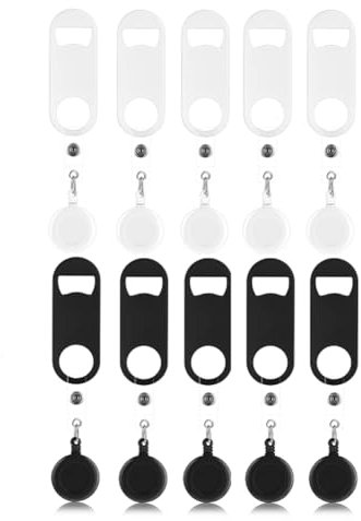 Feriany Lot de 10 décapsuleurs plats rétractables, mini clés, décapsuleurs de bière pour barman avec clips ronds