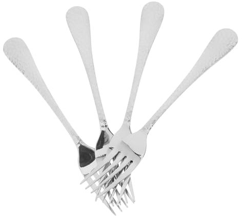 Genérico 4 Piezas Tenedor De Acero Inoxidable Tenedores De Cocina Cubiertos Antiguos Tenedores De Halloween Cubiertos a Granel Inicio Martillo Tenedor Reno De Oro Mini Silver