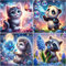 4er Set Diamond Painting Kinder Tiere,Panda Igel Waschbär Katze Diamant Painting Bilder Kinder,Tiere Diamond Painting Kids ab 4 6 8 10 12 Jahren(15x15cm)