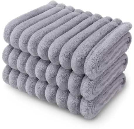 luciphia 3 Pièces Couverture Chien Chat, Plaid Gris 76x104cm | Tapis de Chien Protection Canapé Lit Voiture, Flanelle Douce, Lavable en Machine Idéale pour Grands Petits Chiens Chats