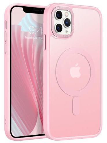 BENTOBEN Coque pour iPhone 11 Pro Max Compatible avec MagSafe, Magnétique Case Protection Antichoc Complète,Étui Dos Translucide Anti Rayures Fem Hom Coque pour iPhone 11 Pro Max 6.5''-Rose