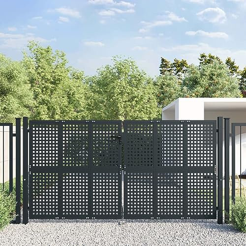LAPOOH Gartentor Anthrazit 300x200 cm Stahl, Gartentür, Gartentüren, Tor Garten, Gartentüren, Garten Tore, Flügeltore - 154568